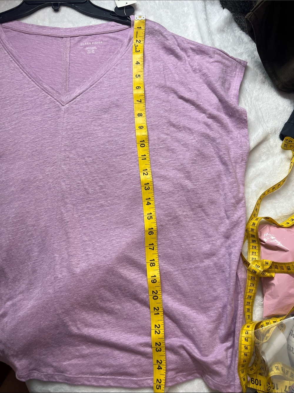 Eileen Fisher Lavender V-Neck Short Sleeve Tee organic linen 2134 - Picture 5 of 5